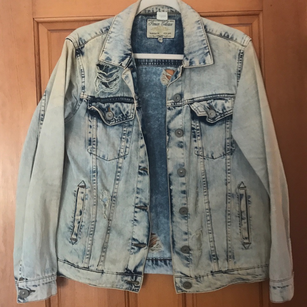 Distressed jean jacket